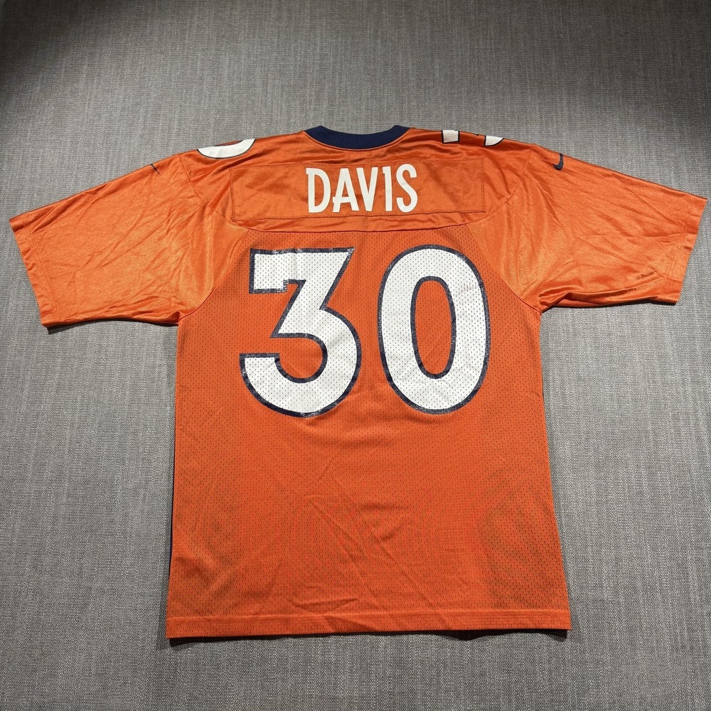 Vintage Denver Broncos Jersey Mens Medium Orange NFL Football Davis 30 Nike - Picture 6 of 7